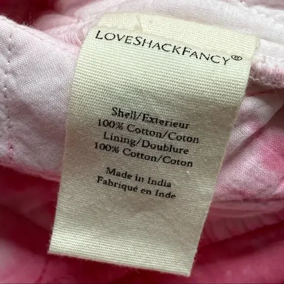 LoveShackFancy Adelade Hibiscus Hand Dye Pink Oversized Quilted Jacket Medium - Picture 15 of 15